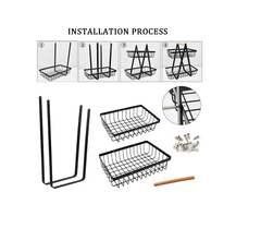 2-Tier Detachable Fruit Basket & Vegetable Holder – Metal Bowl Rack with Screwdriver