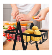 2-Tier Detachable Fruit Basket & Vegetable Holder – Metal Bowl Rack with Screwdriver