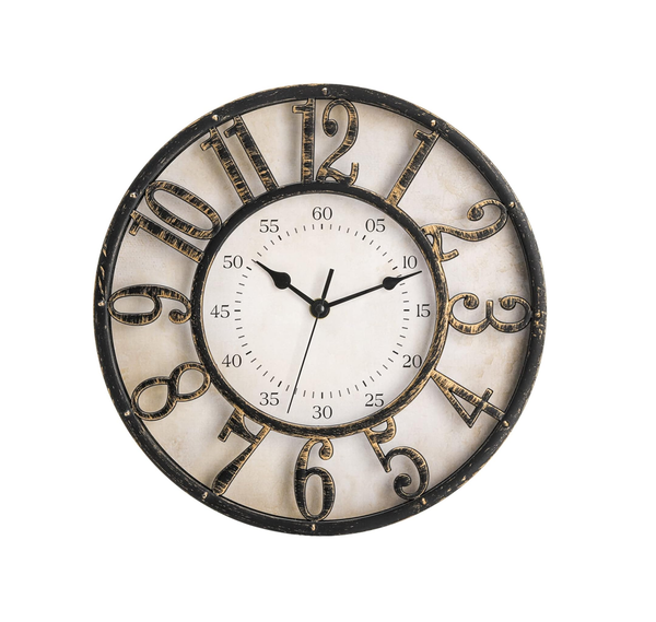 “12'' Retro Wall Clock – Silent Non-Ticking 3D Numerals, Battery Operated Quartz