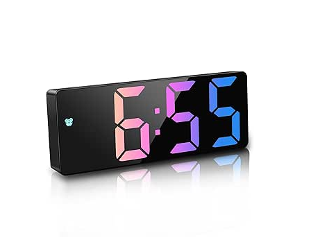 Battery Powered LED Digital Alarm Clock – Snooze, Temperature, Date, Brightness Control