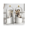360° Rotating Makeup Brush Holder Organizer with Clear Lid, Dustproof Vanity Container