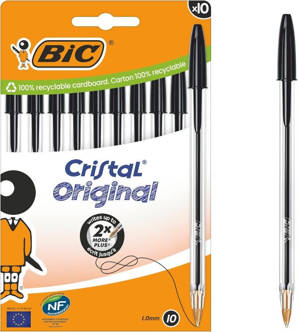 Original Ballpoint Pens Medium Tip 1mm – Smooth Writing Black Ink, Box of 10