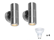 Modern Stainless Steel Up Down Wall Lights, IP65 Waterproof Outdoor Wall Lights - Pack Of 2