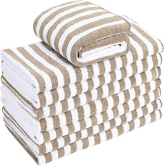 Gryeer 8 Pack Microfibre Tea Towels – Soft, Absorbent Kitchen Towels with Loops, Khaki 65x45cm