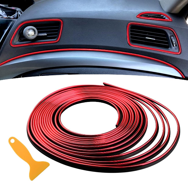 Red Car Interior Trim Strips – 10M DIY Flexible Dashboard & Decoration Accessories