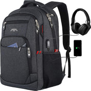 Waterproof Laptop Backpack 15.6" – 35L Work & School Bag with USB Port, Black