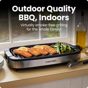 Chefman 1500W Indoor Electric Grill – XL 38x23cm Nonstick Tabletop BBQ with Temp Control