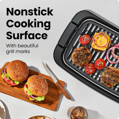 Chefman 1500W Indoor Electric Grill – XL 38x23cm Nonstick Tabletop BBQ with Temp Control