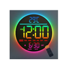 10'' Digital LED Wall Clock – Night Light, Alarm, Remote, RGB, Temp & Date
