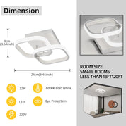 Ceiling Light Modern 22W LED Cool White 6000K Acrylic Square LED Ceiling Lamp for Hallway Office Bedroom Kitchen